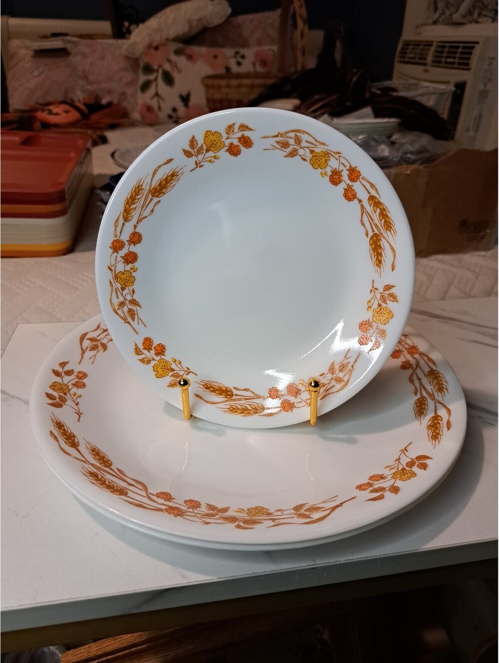 Vintage 6pc Set Corning Corelle Harvest Home 4-6.75" Salad/2-10" Dinner Plates